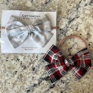 Cottontail Bow Co | two plaid bow headband set
